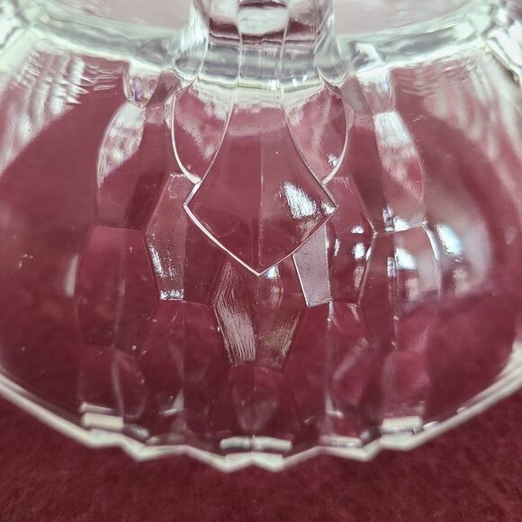 Three-Footed Pedestal Glass Candy Dish Covered Bowl Art Deco Geometric Design - Picture 8 of 13